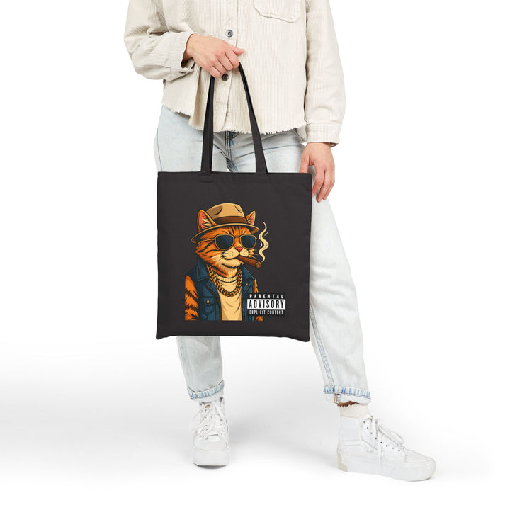 Cool Cat Tote Bag, Funky Canvas Tote, Cat Lover Gift, Eco-Friendly Shopper, Unique Animal Art Tote, Gift for Her