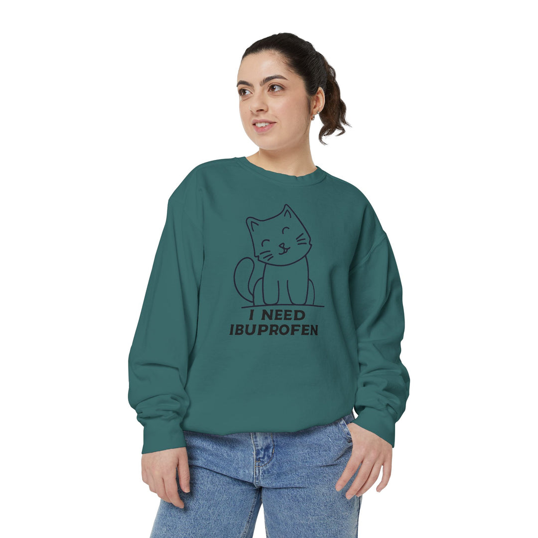 Cat-Themed Sweatshirt Featuring a Playful and Adorable Ghost Cat Holding a Candy Basket Cozy Gift for Cat Lovers Cute Animal Sweatshirt Funny Pet Apparel