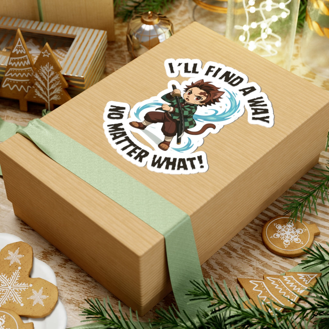 Anime-Inspired Kiss-Cut Stickers - 'I'll Find a Way No Matter What!' | Perfect for Laptops, Journals, Gifts, Collectibles, Decor