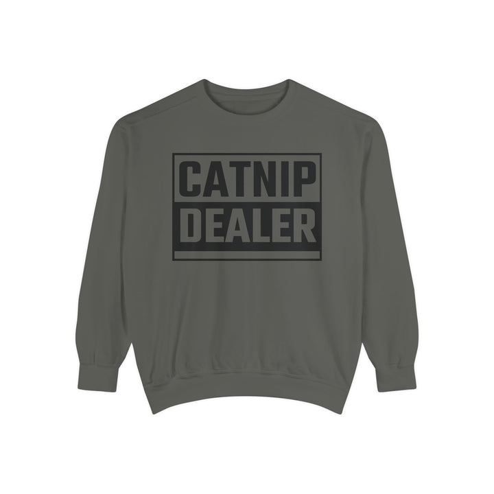 Catnip Dealer Sweatshirt Featuring a Bold and Humorous Black and White Typographic Design for Cat Lovers and Pet Owners Perfect Gift for Cat Parents Unisex Sweater for Every Season