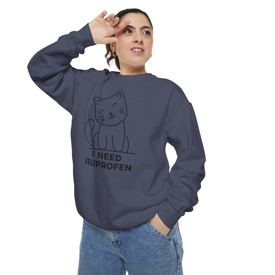 Cat-Themed Sweatshirt Featuring a Playful and Adorable Ghost Cat Holding a Candy Basket Cozy Gift for Cat Lovers Cute Animal Sweatshirt Funny Pet Apparel