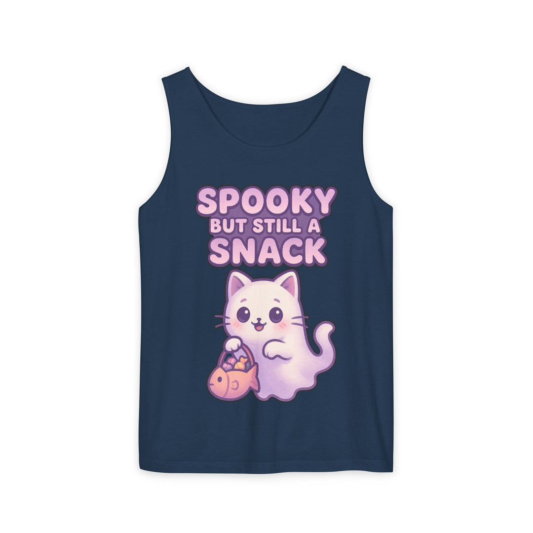 Spooky Snack Unisex Tank Top, Cute Cat Shirt, Halloween Apparel, Casual Wear, Gift for Cat Lovers, Summer Style
