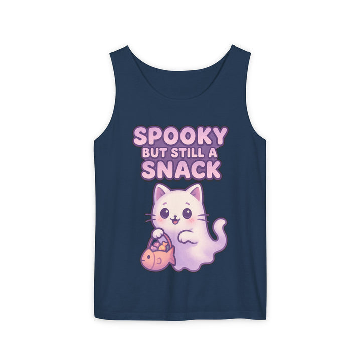 Spooky Snack Unisex Tank Top, Cute Cat Shirt, Halloween Apparel, Casual Wear, Gift for Cat Lovers, Summer Style