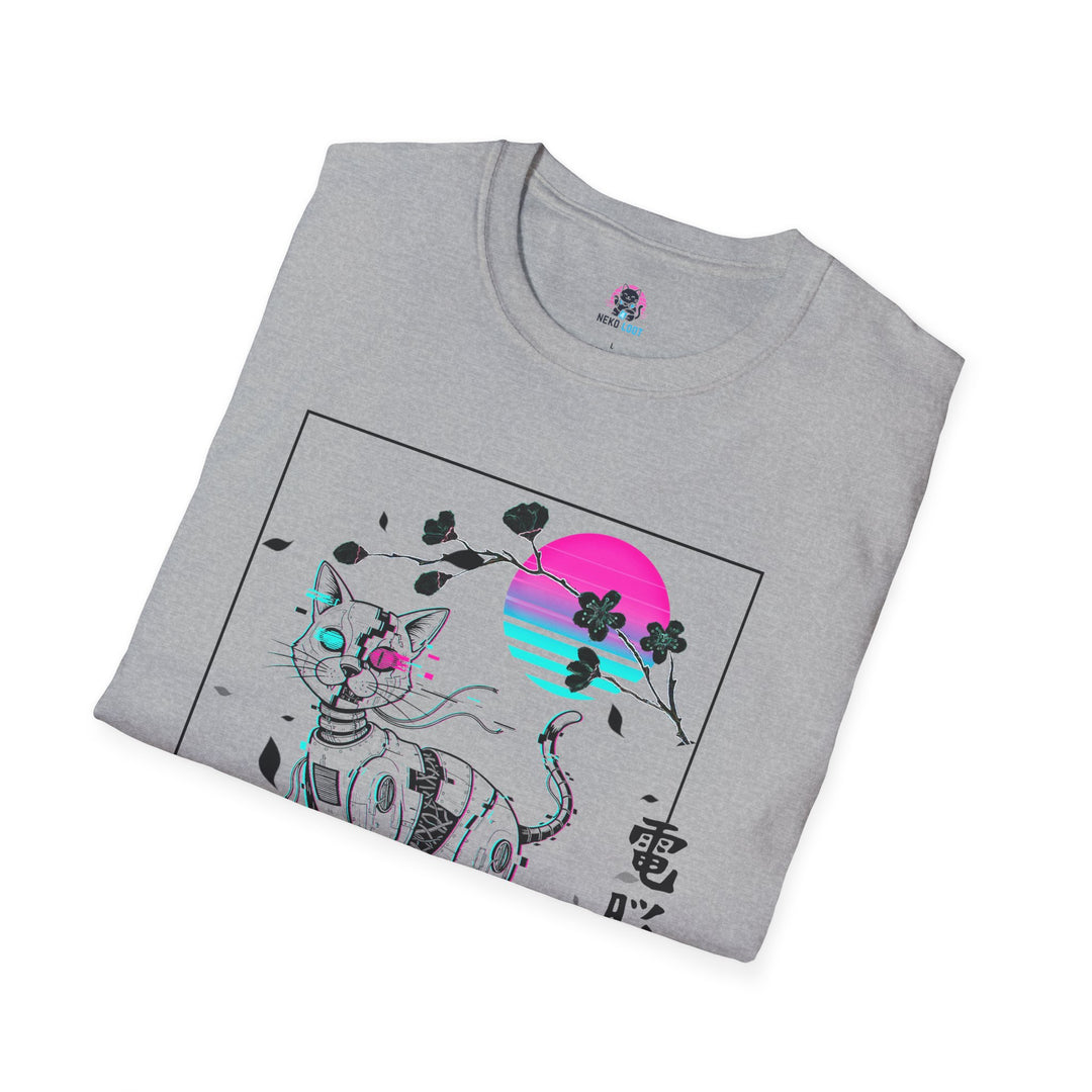 Glitchy Retro Cat-Inspired Unisex Softstyle T-Shirt