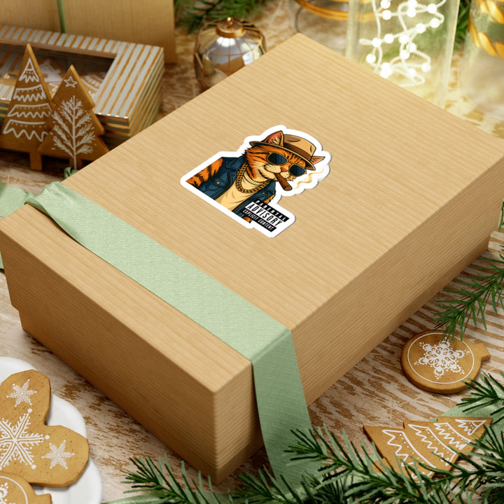Cool Cat Kiss-Cut Stickers | Funky Cat Art for Laptop, Water Bottle, Notebooks, Parental Advisory Fun