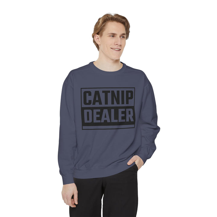 Catnip Dealer Sweatshirt Featuring a Bold and Humorous Black and White Typographic Design for Cat Lovers and Pet Owners Perfect Gift for Cat Parents Unisex Sweater for Every Season