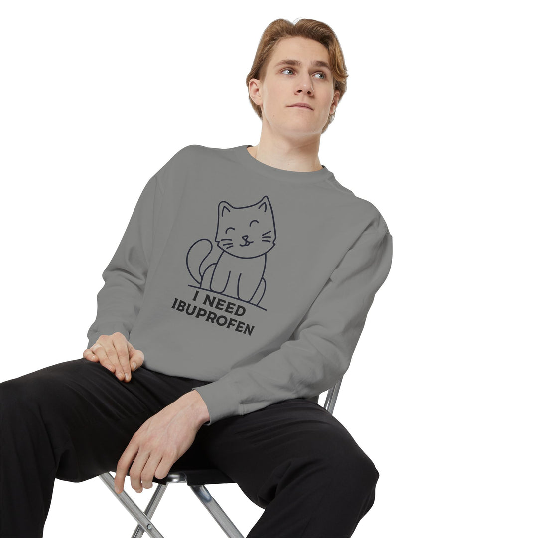 Cat-Themed Sweatshirt Featuring a Playful and Adorable Ghost Cat Holding a Candy Basket Cozy Gift for Cat Lovers Cute Animal Sweatshirt Funny Pet Apparel