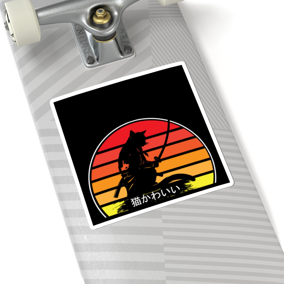 Samurai Cat Sunset Sticker