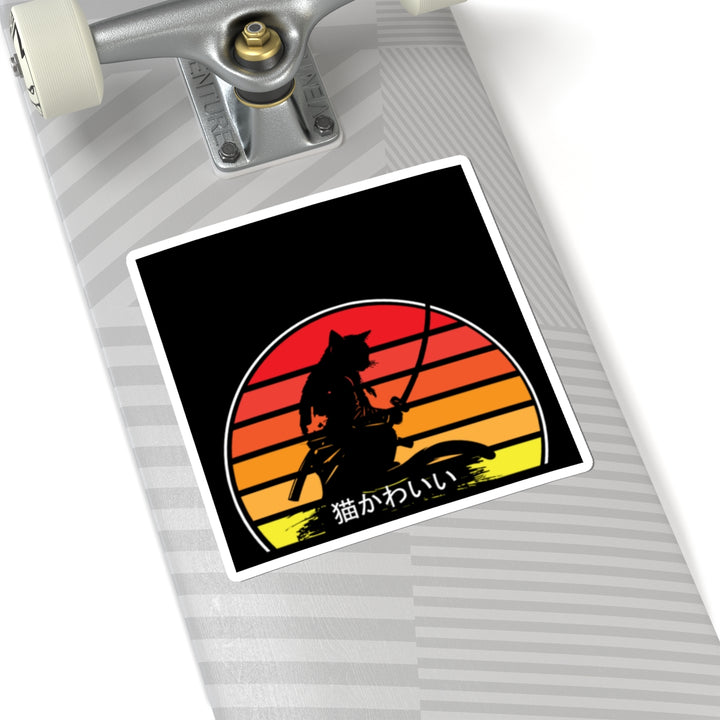Samurai Cat Sunset Sticker