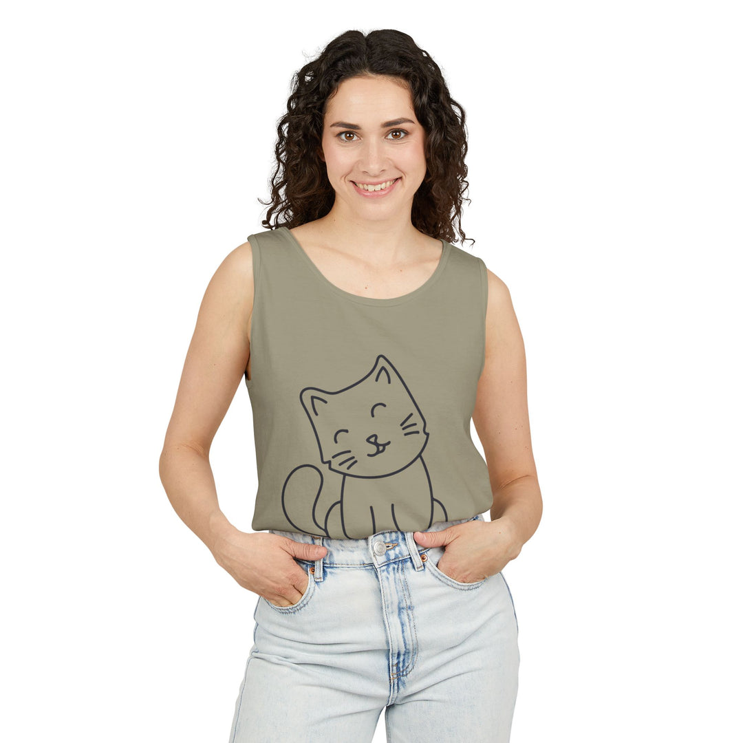 Funny Cat Tank Top, Summer Tee, Gifts for Cat Lovers, Cute Animal Apparel, Relaxing Casual Wear, Women's Funny Shirt