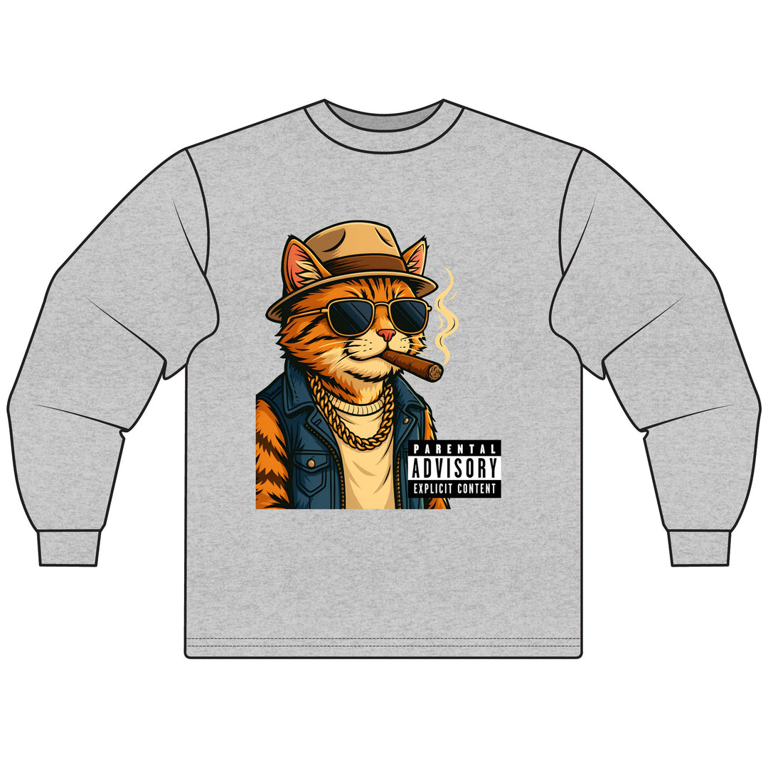 Parental Advisory Cat Unisex Long Sleeve T-Shirt