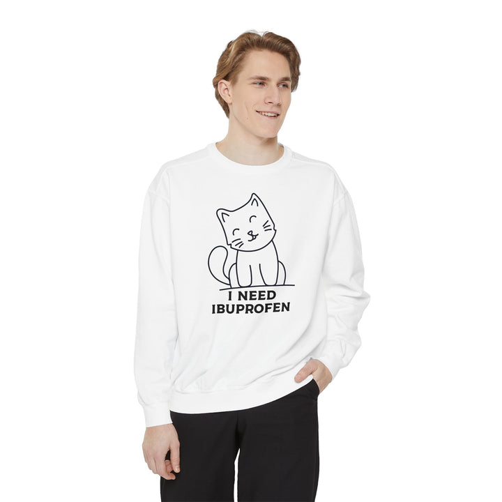 Cat-Themed Sweatshirt Featuring a Playful and Adorable Ghost Cat Holding a Candy Basket Cozy Gift for Cat Lovers Cute Animal Sweatshirt Funny Pet Apparel