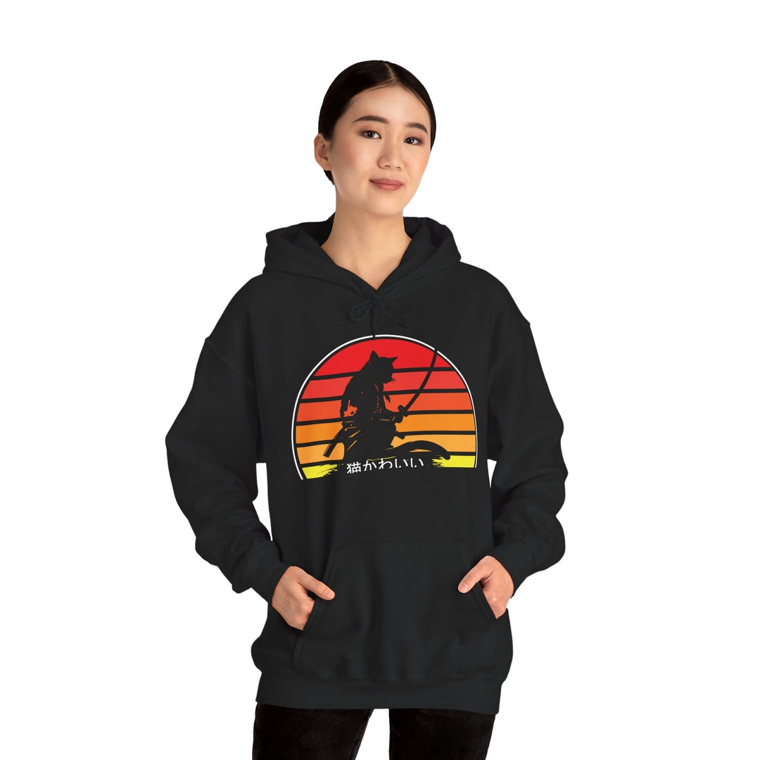 Samurai Cat Sunset Hoodie