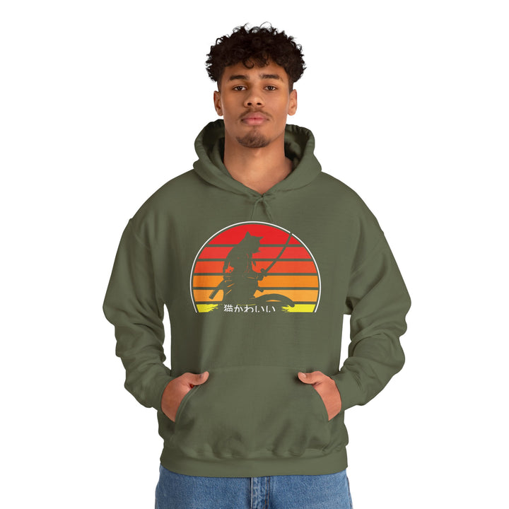Samurai Cat Sunset Hoodie