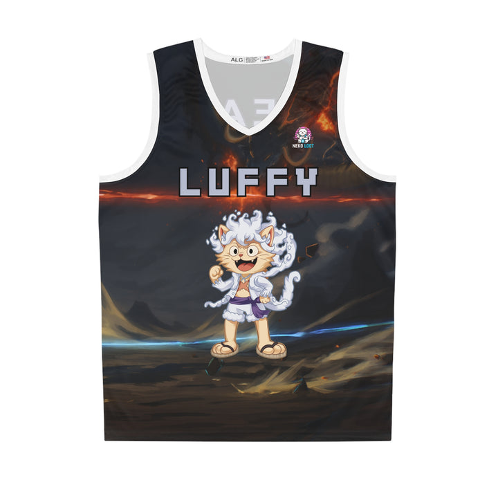 Anime-Inspired Basketball Jersey, Luffy Design, Sportswear for Fans, Playful Athletic Apparel, Unique Gift for Gamers, Cosplay Shirt