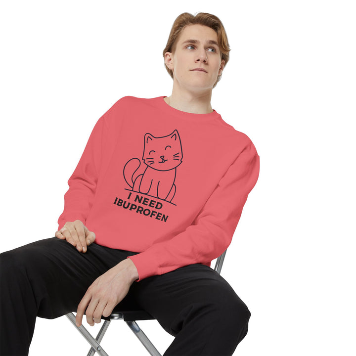 Cat-Themed Sweatshirt Featuring a Playful and Adorable Ghost Cat Holding a Candy Basket Cozy Gift for Cat Lovers Cute Animal Sweatshirt Funny Pet Apparel