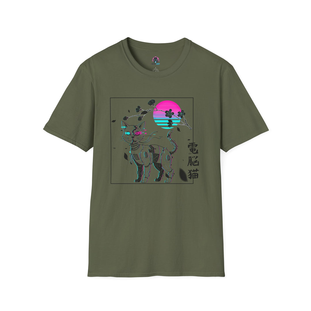 Glitchy Retro Cat-Inspired Unisex Softstyle T-Shirt