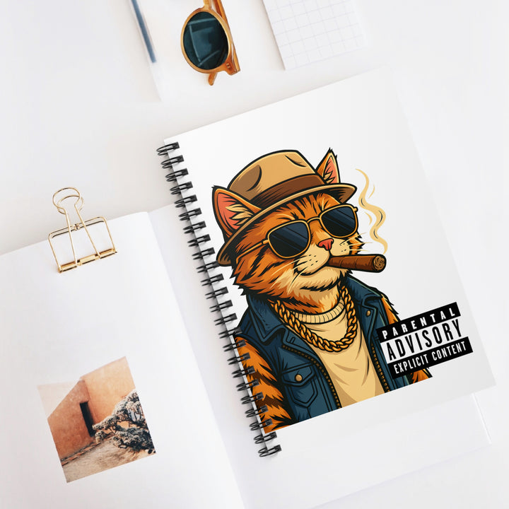 Cool Cat Spiral Notebook - Parental Advisory, Cat Lover Gift, Unique Writing Journal, Fun Office Supply, College Accessories