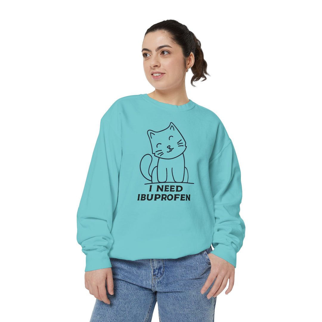 Cat-Themed Sweatshirt Featuring a Playful and Adorable Ghost Cat Holding a Candy Basket Cozy Gift for Cat Lovers Cute Animal Sweatshirt Funny Pet Apparel