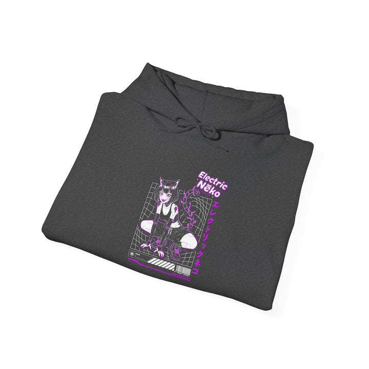Electric Retro Vibe Hoodie, Unisex Heavy Blend Sweatshirt, Streetwear Pullover, Cozy Gift for Dog Lovers, Casual Style for Fall