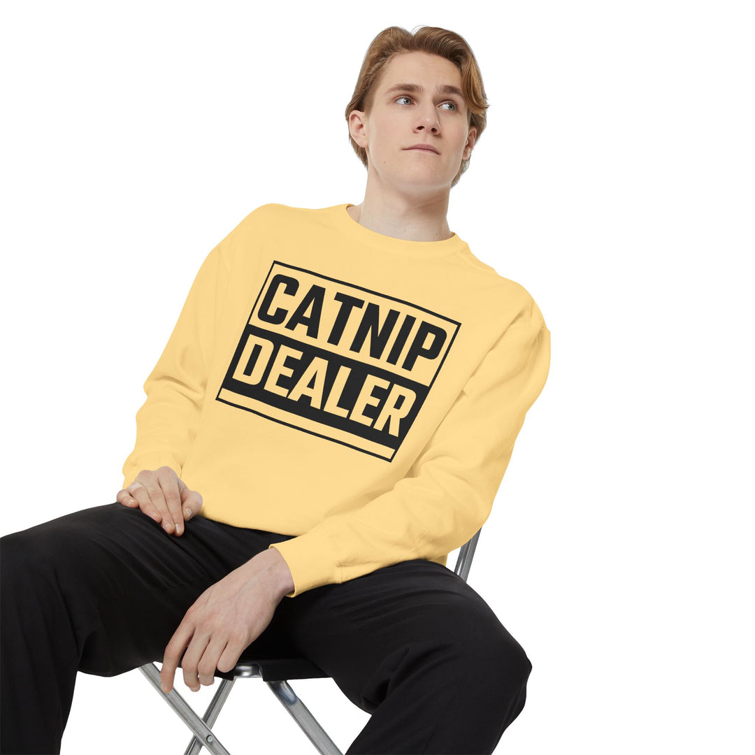 Catnip Dealer Sweatshirt Featuring a Bold and Humorous Black and White Typographic Design for Cat Lovers and Pet Owners Perfect Gift for Cat Parents Unisex Sweater for Every Season