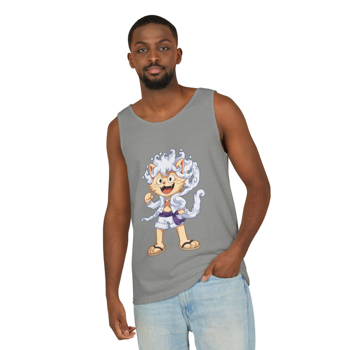 Whimsical Cat Tank Top, Unisex Funny Summer Shirt, Lightweight Graphic Top, Gift for Cat Lovers, Perfect for Beach Days, Casual Comfort Wear