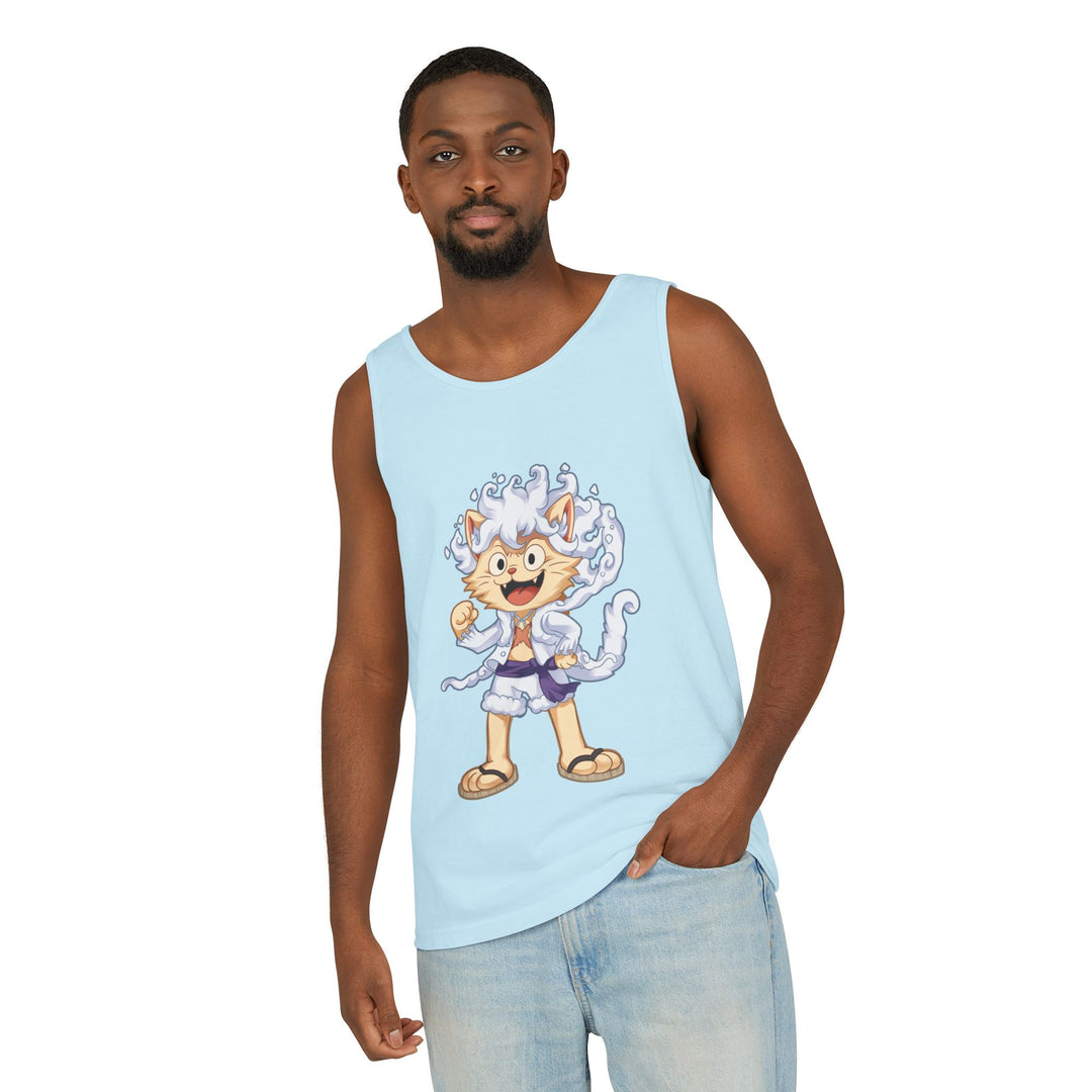 Whimsical Cat Tank Top, Unisex Funny Summer Shirt, Lightweight Graphic Top, Gift for Cat Lovers, Perfect for Beach Days, Casual Comfort Wear