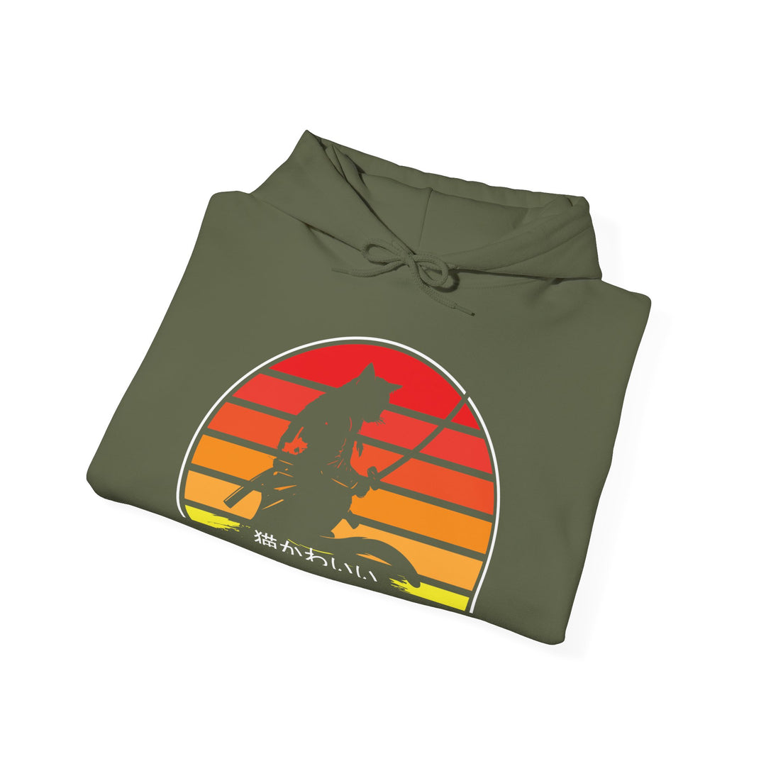 Samurai Cat Sunset Hoodie