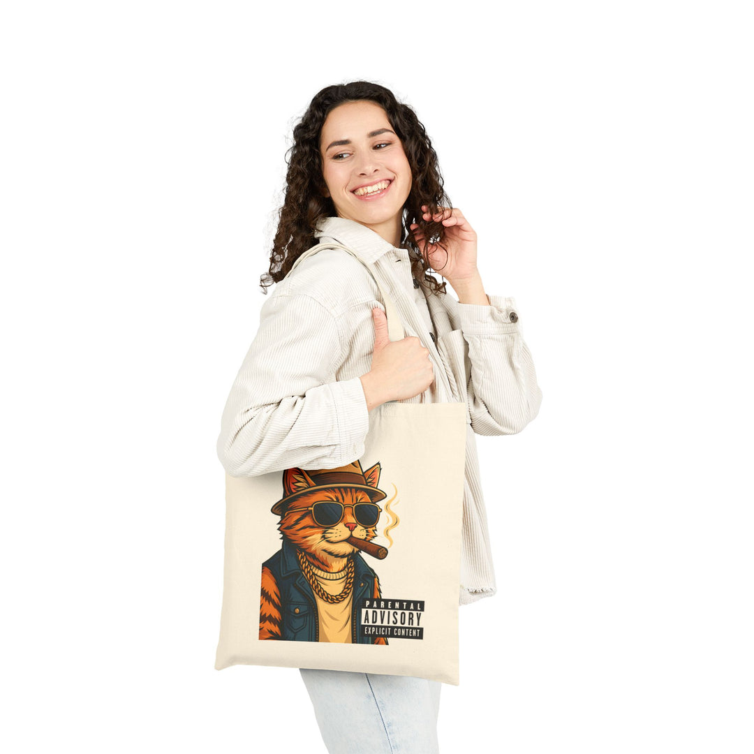 Cool Cat Tote Bag, Funky Canvas Tote, Cat Lover Gift, Eco-Friendly Shopper, Unique Animal Art Tote, Gift for Her