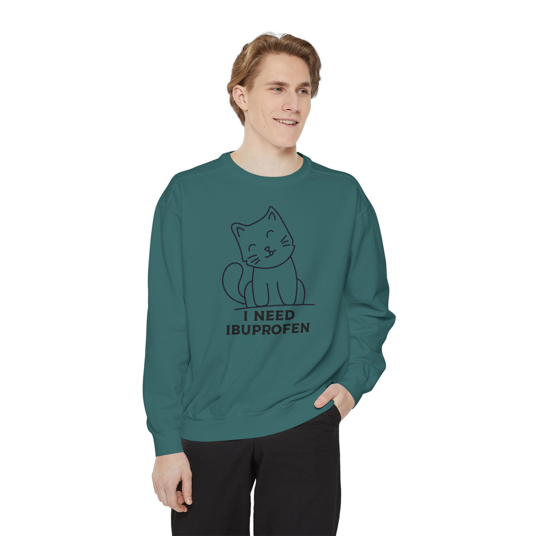 Cat-Themed Sweatshirt Featuring a Playful and Adorable Ghost Cat Holding a Candy Basket Cozy Gift for Cat Lovers Cute Animal Sweatshirt Funny Pet Apparel