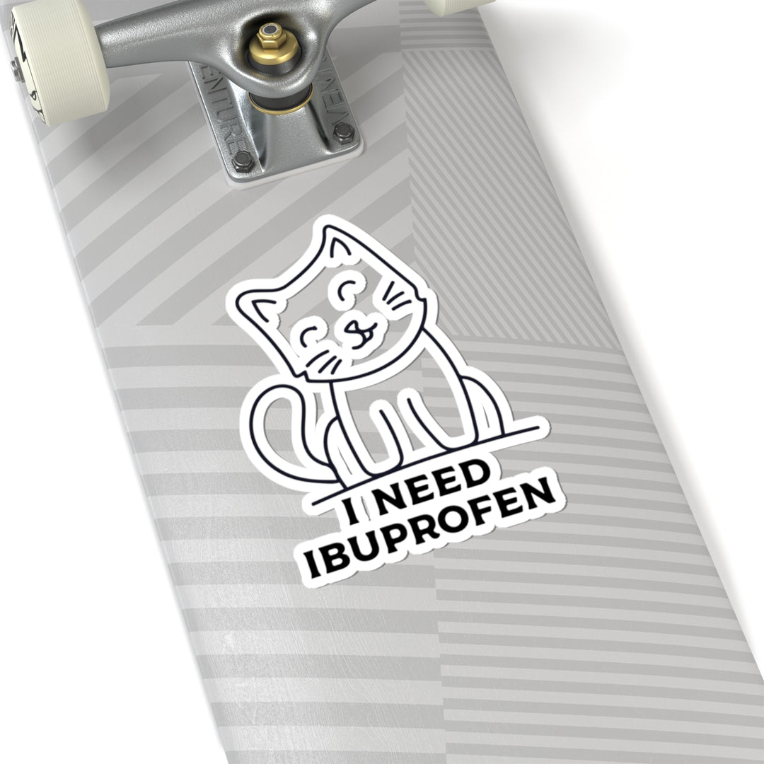 Cute Cat Ibuprofen Kiss-Cut Stickers, Fun Pet Lover Decal, Gift for Cat Owners, Laptop, Water Bottles, School Supplies
