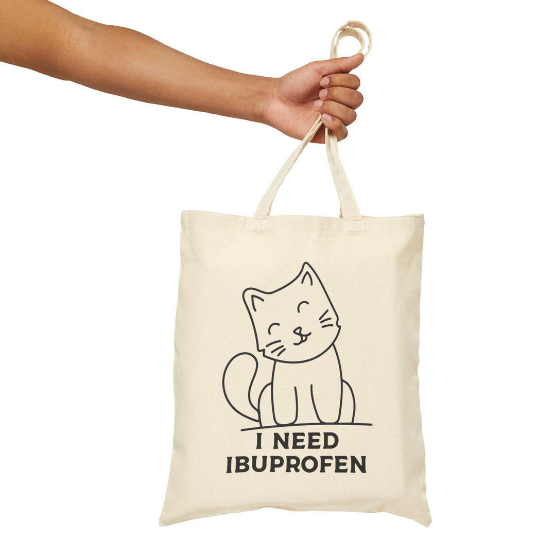 Funny Cat Tote Bag, I Need Ibuprofen Bag, Gift for Cat Lovers, Cute Canvas Grocery Bag, Humor Bag for Nurses, Eco-Friendly Shopping Tote