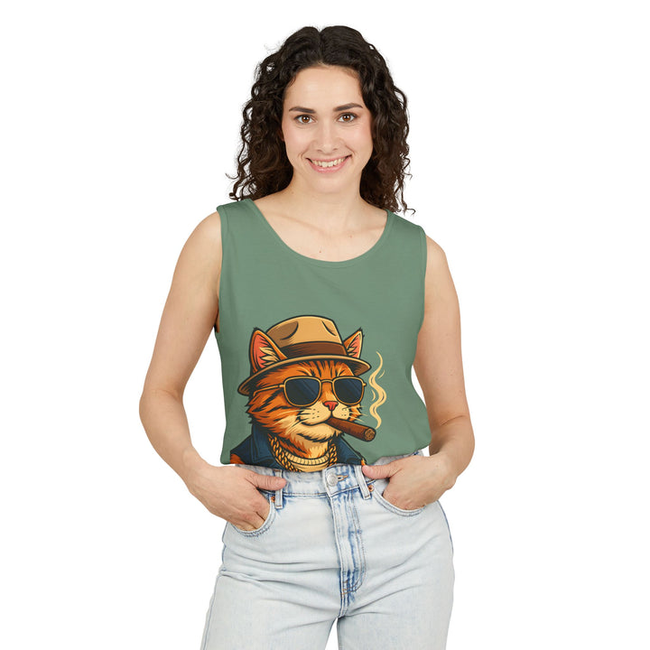Cool Cat Unisex Tank Top - Funny Cat Graphic Tee, Summer Wear, Gift for Cat Lovers, Beach Party Essential, Casual Streetwear