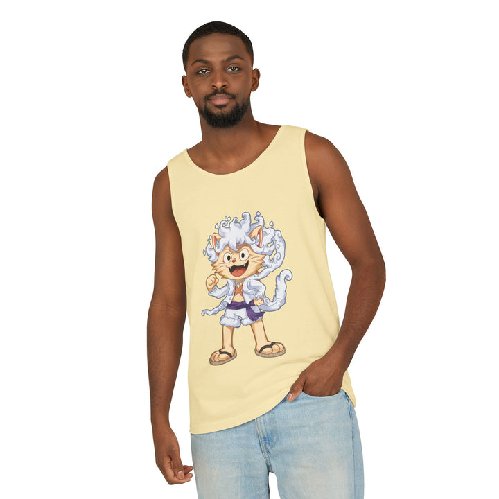 Whimsical Cat Tank Top, Unisex Funny Summer Shirt, Lightweight Graphic Top, Gift for Cat Lovers, Perfect for Beach Days, Casual Comfort Wear