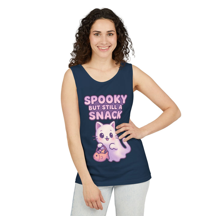 Spooky Snack Unisex Tank Top, Cute Cat Shirt, Halloween Apparel, Casual Wear, Gift for Cat Lovers, Summer Style