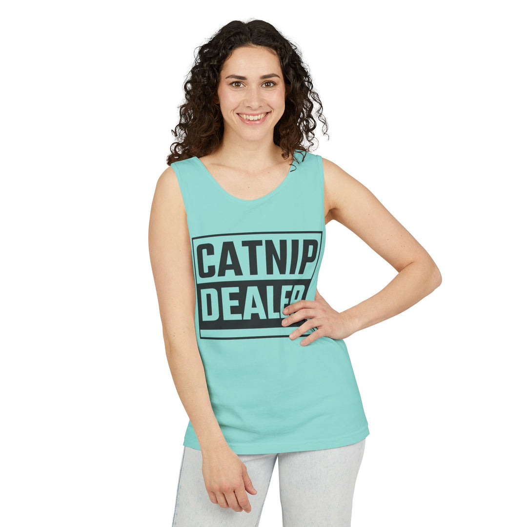 Catnip Dealer Tank Top, Funny Pet Lover Gift, Summer Sleepwear, Cat Mom Shirt, Unisex Casual Wear