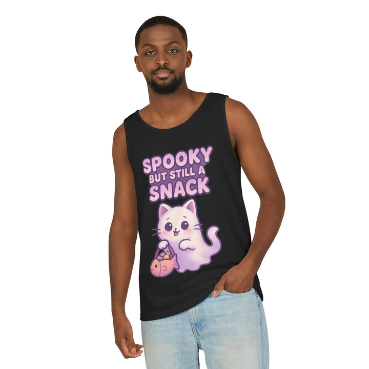 Spooky Snack Unisex Tank Top, Cute Cat Shirt, Halloween Apparel, Casual Wear, Gift for Cat Lovers, Summer Style