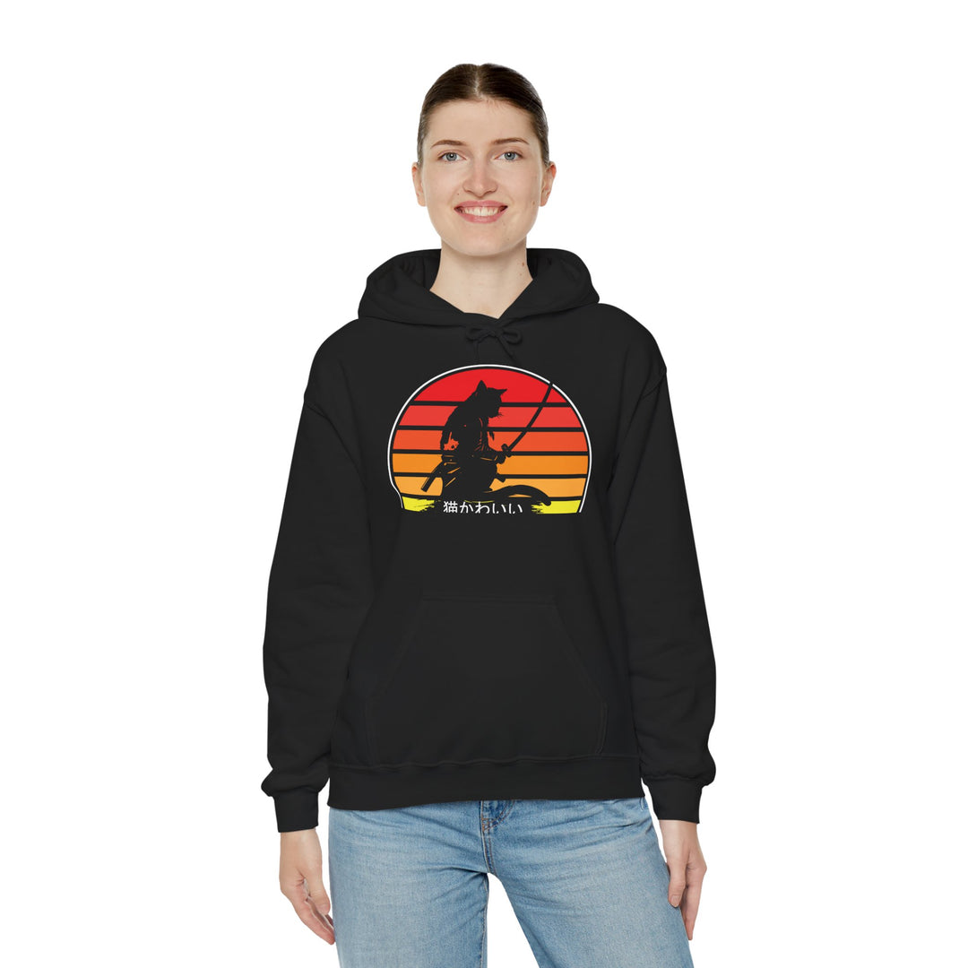Samurai Cat Sunset Hoodie