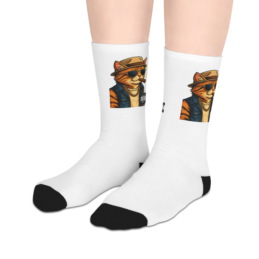 Parental Advisory Cat Mid-Length Socks