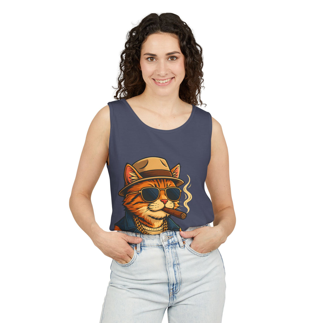 Cool Cat Unisex Tank Top - Funny Cat Graphic Tee, Summer Wear, Gift for Cat Lovers, Beach Party Essential, Casual Streetwear
