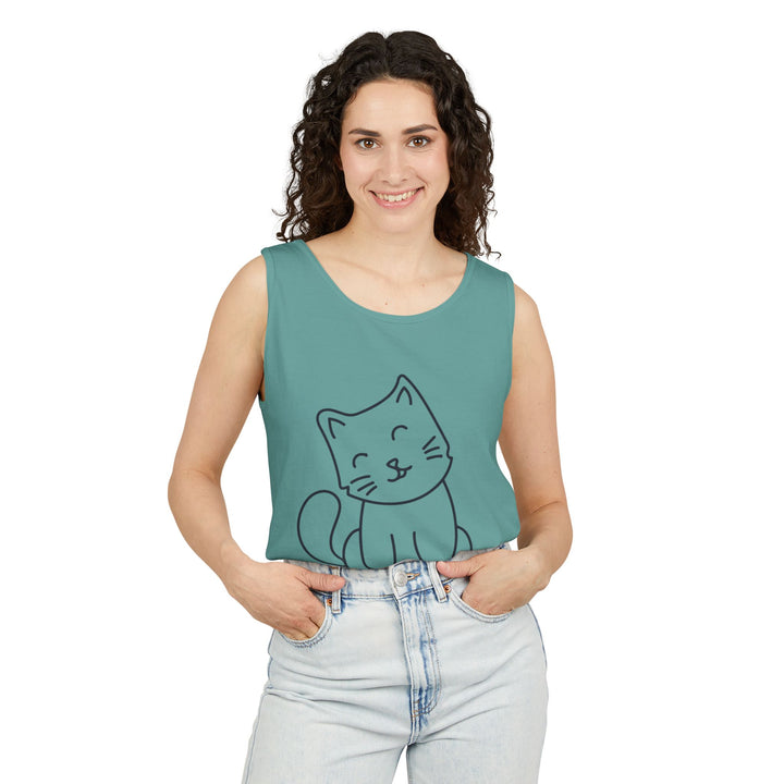 Funny Cat Tank Top, Summer Tee, Gifts for Cat Lovers, Cute Animal Apparel, Relaxing Casual Wear, Women's Funny Shirt