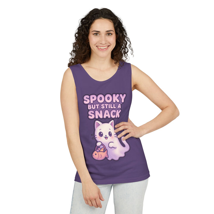 Spooky Snack Unisex Tank Top, Cute Cat Shirt, Halloween Apparel, Casual Wear, Gift for Cat Lovers, Summer Style