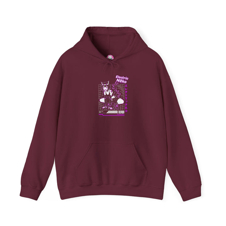 Electric Retro Vibe Hoodie, Unisex Heavy Blend Sweatshirt, Streetwear Pullover, Cozy Gift for Dog Lovers, Casual Style for Fall