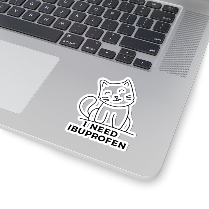 Cute Cat Ibuprofen Kiss-Cut Stickers, Fun Pet Lover Decal, Gift for Cat Owners, Laptop, Water Bottles, School Supplies