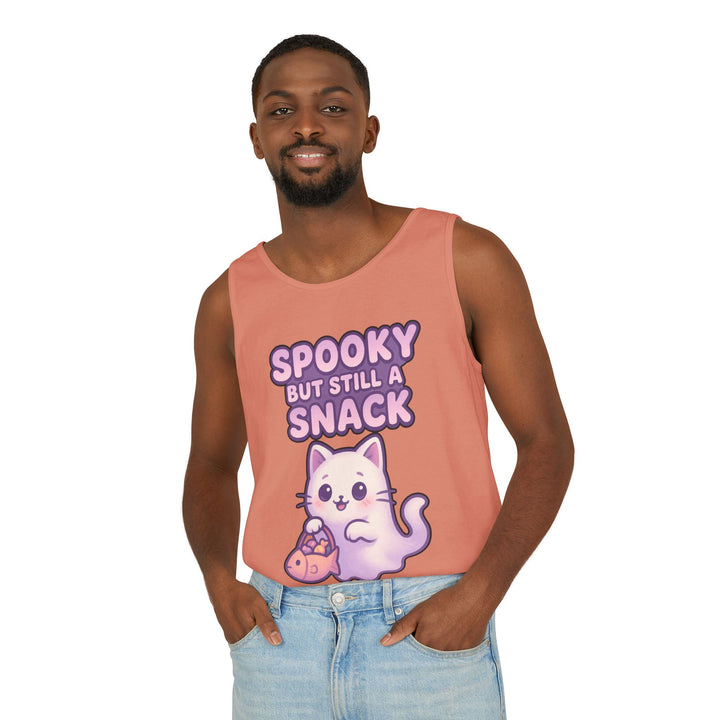 Spooky Snack Unisex Tank Top, Cute Cat Shirt, Halloween Apparel, Casual Wear, Gift for Cat Lovers, Summer Style