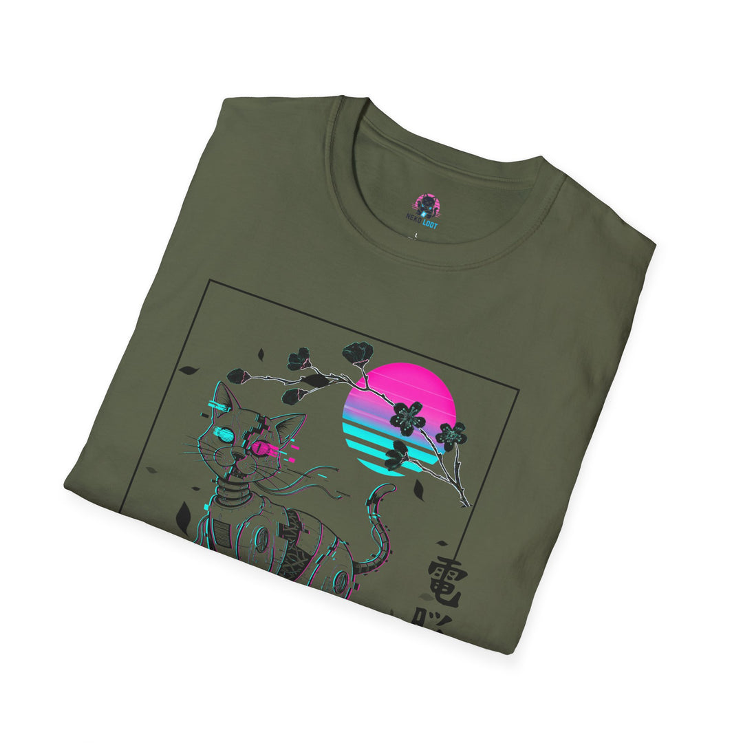 Glitchy Retro Cat-Inspired Unisex Softstyle T-Shirt