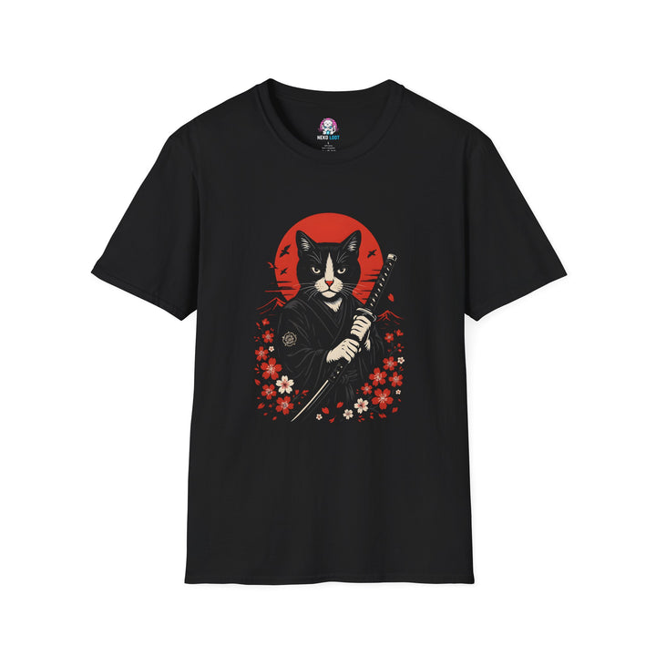 Black and White Samurai Cat Unisex T-Shirt