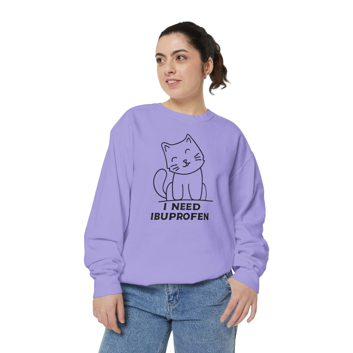 Cat-Themed Sweatshirt Featuring a Playful and Adorable Ghost Cat Holding a Candy Basket Cozy Gift for Cat Lovers Cute Animal Sweatshirt Funny Pet Apparel
