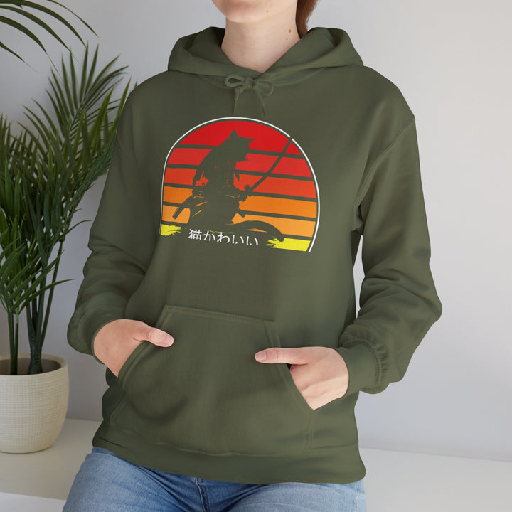 Samurai Cat Sunset Hoodie