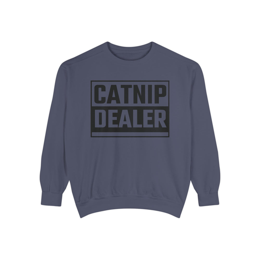 Catnip Dealer Sweatshirt Featuring a Bold and Humorous Black and White Typographic Design for Cat Lovers and Pet Owners Perfect Gift for Cat Parents Unisex Sweater for Every Season